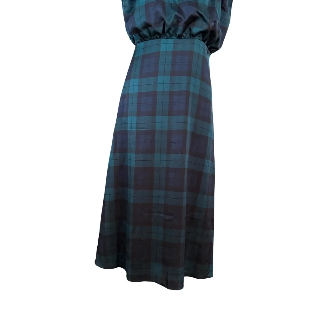 Ann Taylor Tartan Cap Sleeve Midi Dress Rainforest Size 6